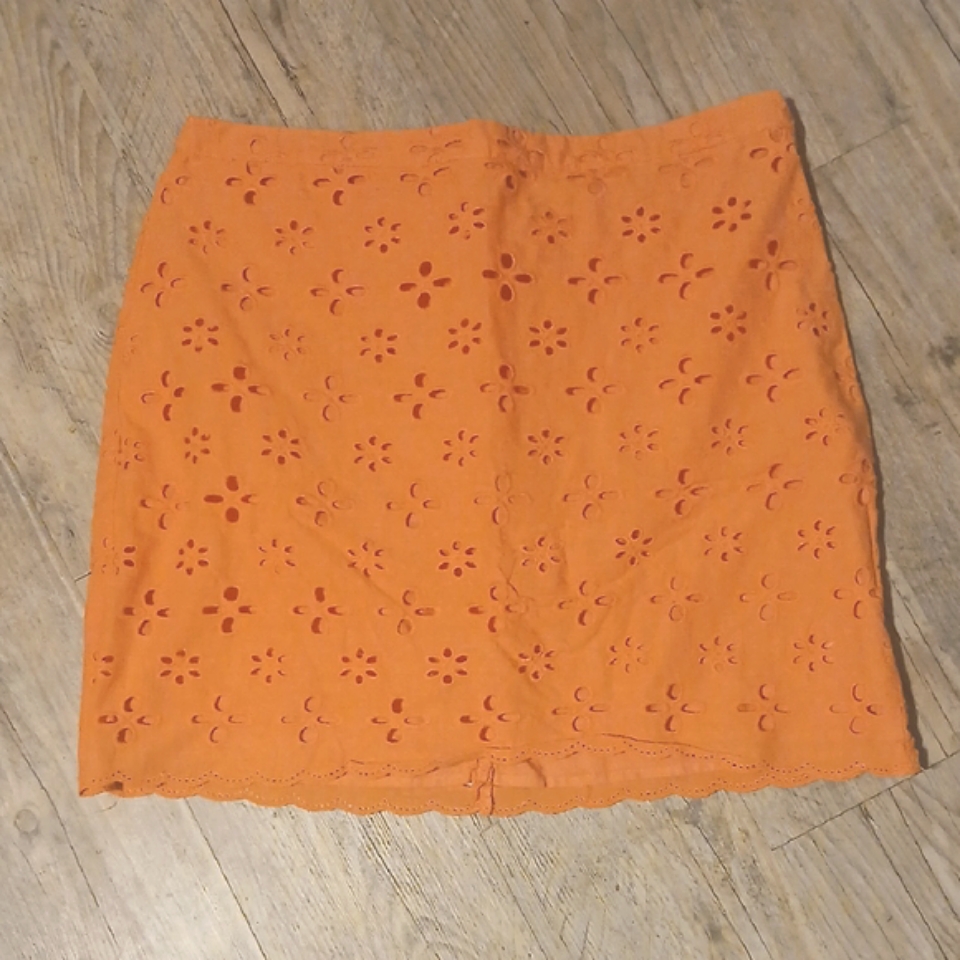 Loft Womens Size 8 Orange Eyelet Mini Skirt